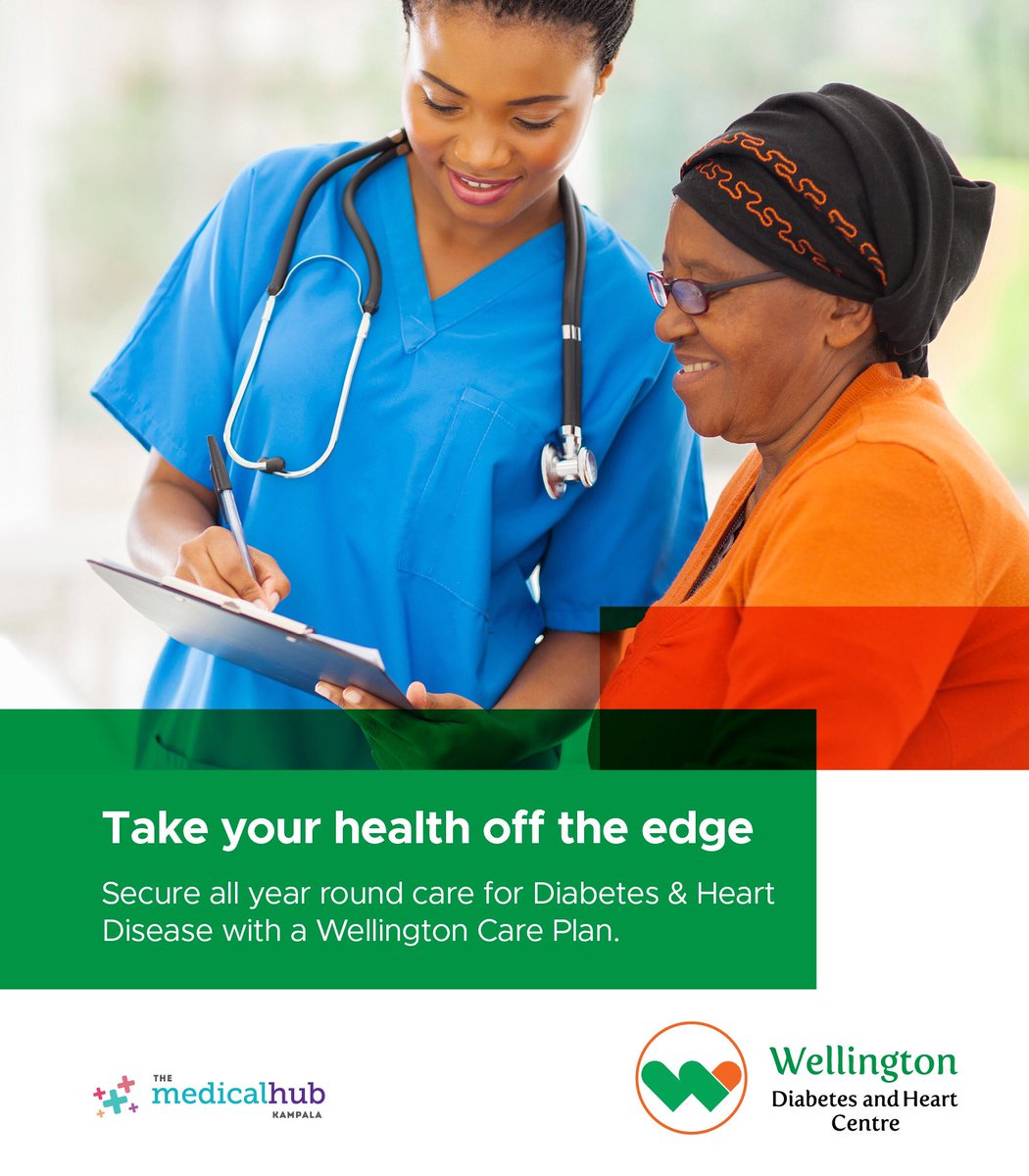 WellingtonDHC's tweet photo. Don't let your health hang on the edge.

You can now secure all year round care for Diabetes &amp; Heart Diseases with a Wellington Care Plan. Find us at Plot 35 Yusuf Lule Road.

#Wellingtoncare #DiabetesManagement #Heartcare #wednesdaythought https://t.co/Z45tYgcEe0