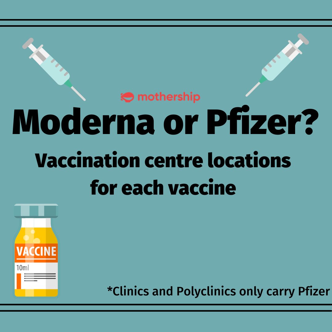 MothershipSG's tweet photo. [Updated] You can now choose which vaccine to take by choosing which vaccination site to visit. Here’s where to get what. 1/2 https://t.co/hTruydGAMn