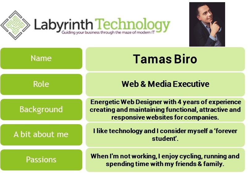 LabyrinthIT's tweet image. We&apos;ve been busy in 2021 with new clients &amp;amp; new #projects. We also have a #brilliant new #website (LabyrinthIT.com) which was down to the skills of Tamas Biro, our Web &amp;amp; Media Exec who joined us in January but we never got round to #Welcome him to the team. #sorry Tamas!