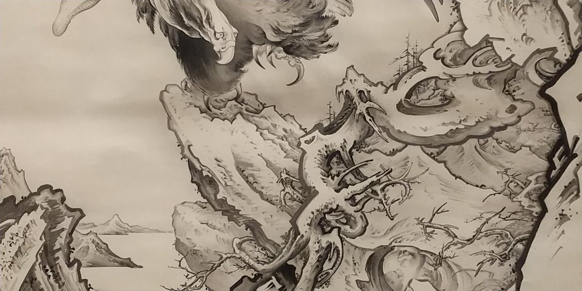 甘酒 Auf Twitter サントリー美術館 ミネアポリス美術館 日本絵画の名品 狩野芳崖 巨鷲図 カッコいい 鷲もスーパーカッコいい し 木々もカッコいいし 鷲の足元で怯える三匹の猿の表現もカッコいい もはやまったく狩野派のカッコ良さではない狩野芳崖