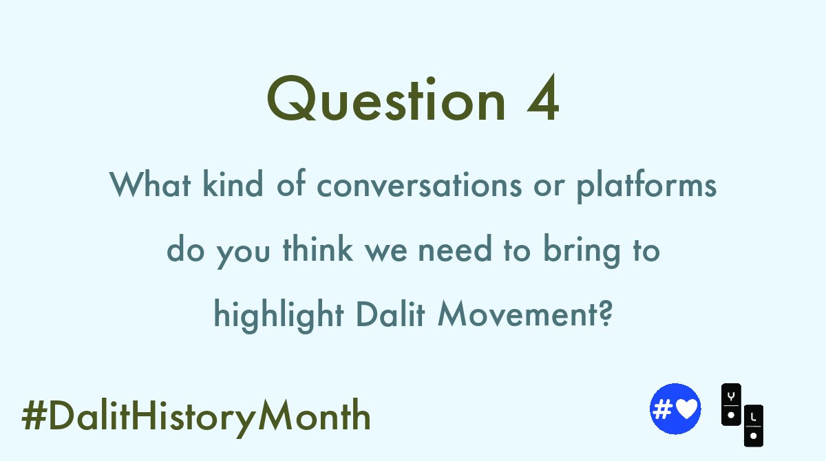 SociallyBlog's tweet photo. Q4. What kind of conversations or platforms do you think we need to bring to highlight Dalit Movement? #AmbedkarJayanti #JaiBhim #अंबेडकरजयंती #जयभीम #DalitHistoryMonth https://t.co/L9INcDeCKy