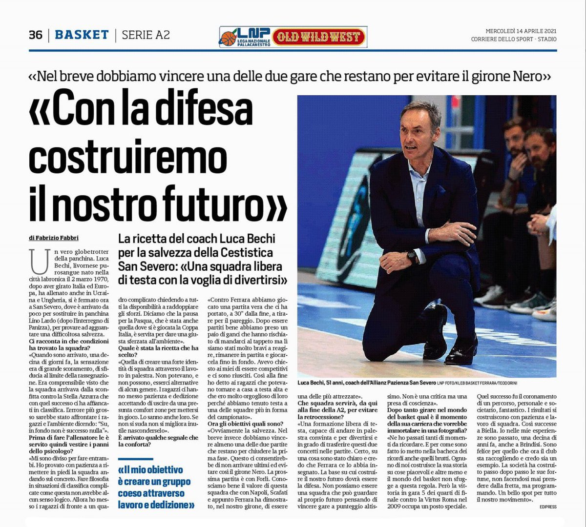 #RassegnaStampa 
📰 "Con la difesa costruiremo il futuro" - Intervista a coach <a href="/lucabechi70/">Luca Bechi</a> a cura di <a href="/FabFabbri64/">Fabrizio Fabbri</a> per l'edizione nazionale del <a href="/CorSport/">Corriere dello Sport</a> 👇
#ComeTogether 💛🖤