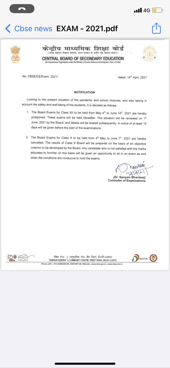 SinghalNayanika's tweet photo. Covid 2.0 in play 

#cbseboardexams2021 postponed. https://t.co/vu7uVYNkse