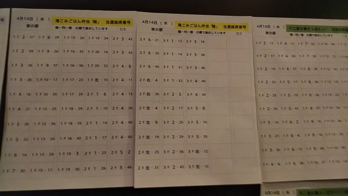 SM_123456789_SM's tweet photo. 滝沢歌舞伎 4/14 お弁当、不二家お菓子 当選座席番号
受験の合格発表みたいな感じ、笑 https://t.co/zWhoLMTWKf