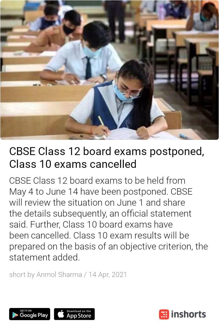 rghv0's tweet photo. Cbse postponed 12 class exams till 1 june. Dear @DrRPNishank by postponing the exams you are only putting mental pressure and stress on the students. You should cancel 12 class exams.
#cancelboardexams2021 #cancel12boardexamss https://t.co/OEnhktVgnH