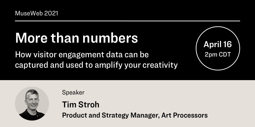 What is visitor engagement? How can you measure it? How can it amplify your creative impact? Tim Stroh from @artprocessors will tackle these questions at #MW21 16 April 2021 2:00-3:30pm (CDT) @MuseWeb bit.ly/3sp7TjX