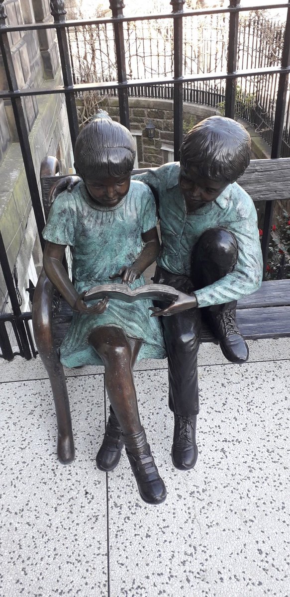 aljaroo1874's tweet photo. On my cycle to work this morning I passed the 'Boy & Girl, reading a book, whilst sitting on a bench' #BronzeStatue #MorayPlace #Edinburgh
#Boy #Girl #Book #Bench https://t.co/liPiyCVblx