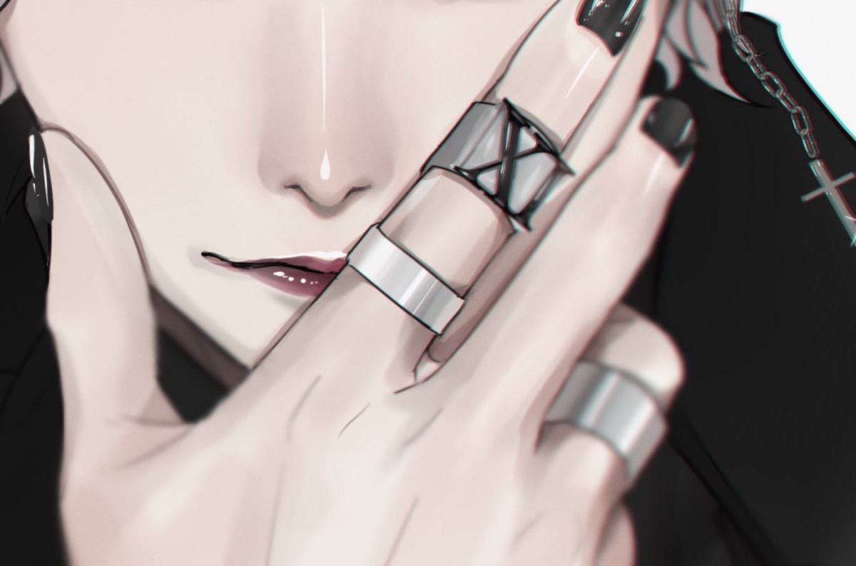 jewelry ring solo black nails close-up chain head out of frame  illustration images