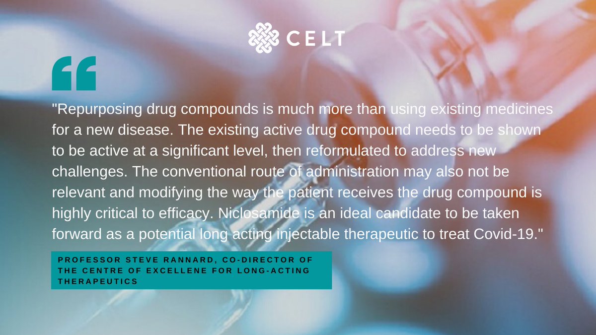 CELTLiverpool's tweet photo. 📰CELT researchers demonstrate the nanoparticle formulation of niclosamide, a highly insoluble drug compound, as a scalable long-acting injectable antiviral candidate. 
Read the full news item here 👉https://t.co/lLrRB1O2WZ
#longactingtherapeutics https://t.co/rayWu1GpMR