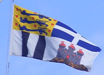 #DukeofEdinburgh his personal standard will drape his coffin on Saturday: the three blue lions of Denmark, the cross of Greece, the B&amp;W colours of Battenberg/Mountbatten and the arms of Edinburgh #PrincePhilip