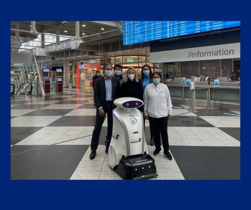 clara_sasse's tweet photo. Meet robot Franzi! She recently joined the #Sasse team at Munich Airport. With her, Sasse Group is the first #facilitymanagement company in Germany working with the #LeoBot at airports. #aviation #robotics #future #cobots #WeThinkFM #WeThinkSasse https://t.co/QD7WKcutJI