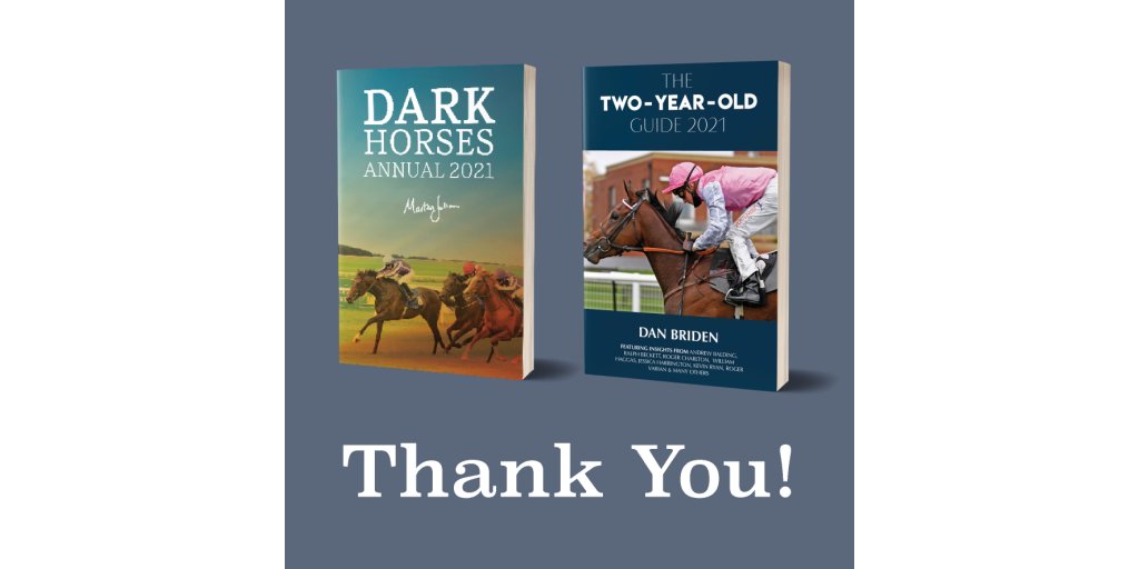 Just a quick thank you to Healy Racing Photography (Dark Horses Annual) and @FranAltoftPhoto (The Two-Year-Old Guide cover) for their lovely photos.