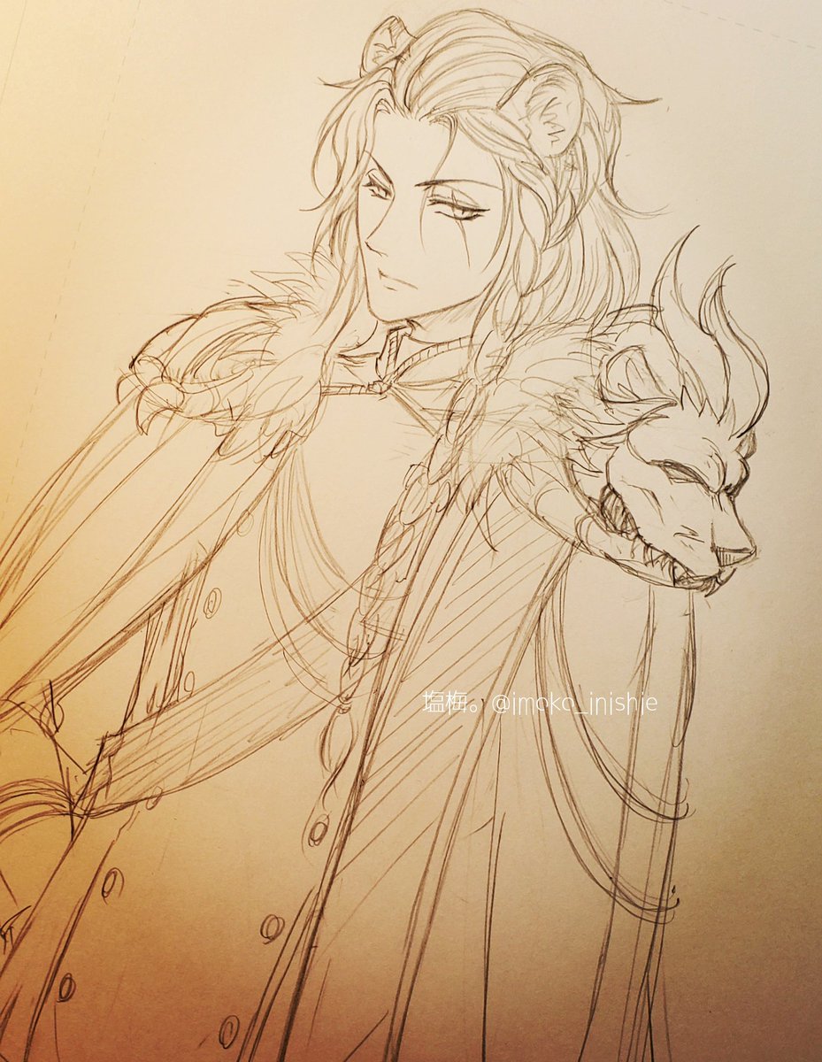 ツイステ らくがき 前髪上げるんだってことを忘れてました カキナオシ このままだと 塩梅 絵描きのイラスト