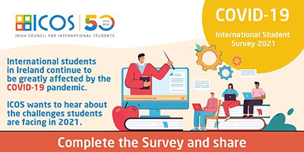 There is still time to complete the ICOS International Student #COVID19 Survey 2021! We want to hear about the issues that are affecting you!

Survey links below  👇 

➡English: bit.ly/39y5jl3
➡Portuguese: bit.ly/3wkJleK
➡Spanish: bit.ly/3uc7Tor