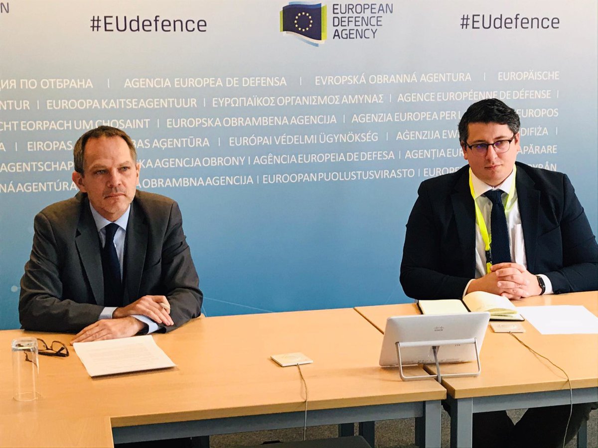 EUDefenceAgency's tweet photo. #CFSEDSS High-level Event | #EDA RTI Director Jean-François Ripoche 💬 "#Sustainable energy and green transition matter for the #defence sector. EDA will continue supporting the defence efforts to move towards #green, #resilient, and #efficient #energy models." 🌍🍃 #EUGreenDeal https://t.co/AxonfheQDj