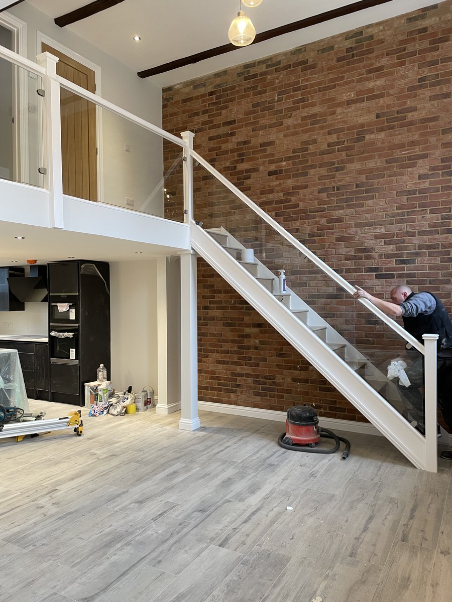 Balustrade staircase being installed to this property by NandC Glass, think you will agree it is looking very classy. Indoor or outdoor Balustrade gives a contemporary look to your home.