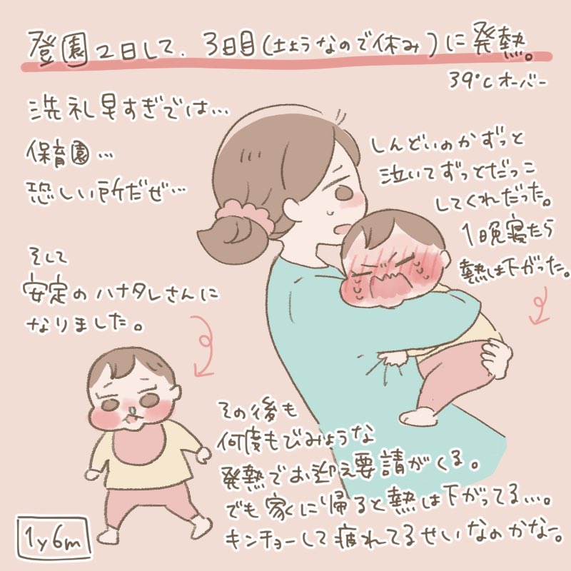 慣らし保育の様子。
ほっぺちゃんとってもがんばってくれてます!

#育児絵日記 #育児漫画 #ほっぺちゃん絵日記 