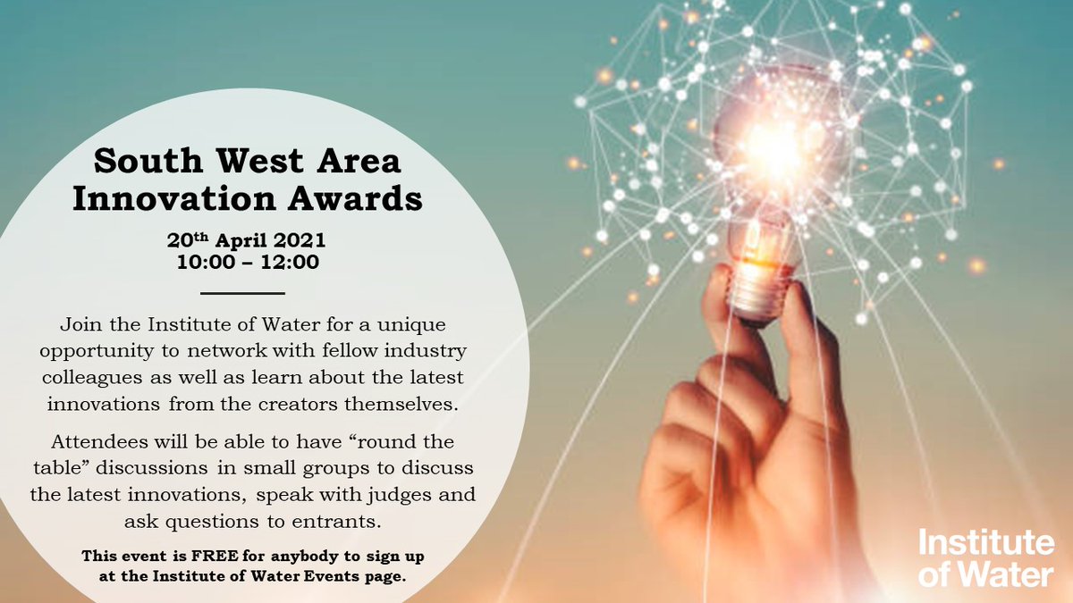 Just under a week to register for the South West Area Innovation Awards on 20th April!

The event will hear innovation pitches from <a href="/WRcplc/">WRc former name</a>, <a href="/SouthWestWater/">South West Water</a> and <a href="/nadcuk/">NADC</a>, and you will network with the pitchers, our judges and the audience.

Register here: bit.ly/3rzZ6ey