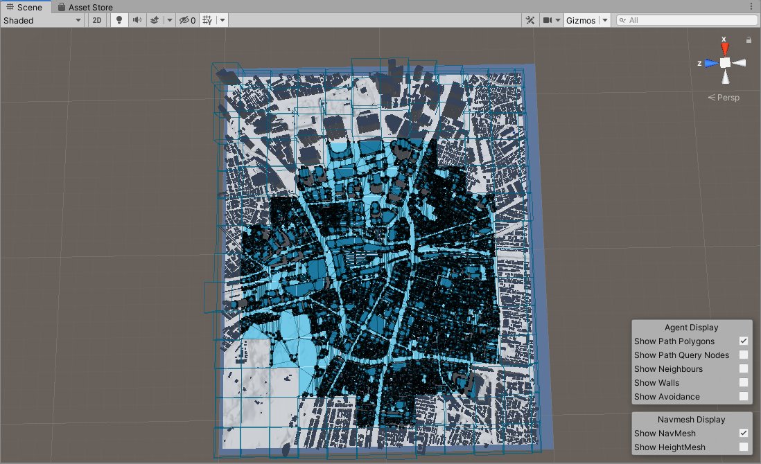 Kid_O_xR's tweet image. 新宿の都市モデルを使ってNavMeshの経路探索で遊んでみました。
Bakeの仕方で結構経路が変わって面白いです🤨
楽しい暇つぶしになりました！

#PLATEAU
#Unity 
#NavMesh