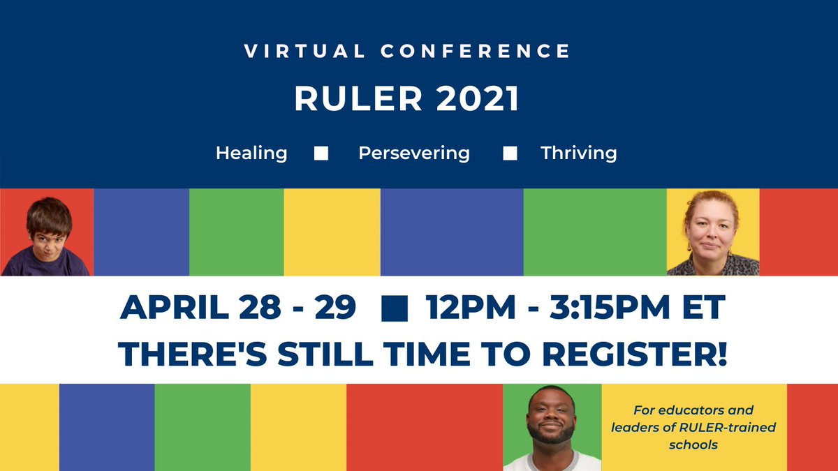 If you are an employee of a RULER-trained school, there is still time to register for the RULER Implementation Conference. Join us for this interactive and inspiring virtual conference on 4/28 - 4/29. Register here &gt;&gt; whova.com/web/ruler_2021…