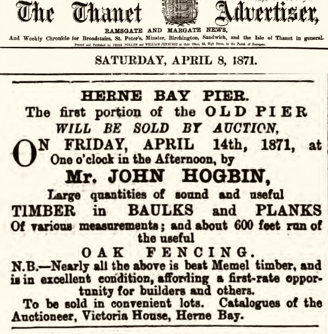 HerneBayRailway's tweet photo. OTD 150 years ago, a portion of #HerneBay's 1st pier (designed by Thomas Rhodes for Thomas Telford), which had fallen into disrepair, was put up for auction. Sail trolley "Old Neptune's Car" had conveyed passengers along the length of the pier's tramway to their awaiting steamer https://t.co/IMBIlHtM4B