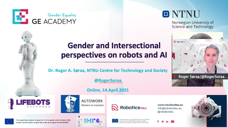 Today I am speaking about "#Gender and Intersectional perspectives on #robots and #AI" at the Gender Equality Academy seminar– see you there!