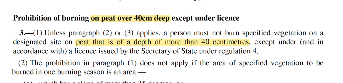 guyshrubsole's tweet photo. The Government's moorland burning ban says it only applies on peat deeper than 40cm.

I FOI'd DEFRA for a map of peat deeper than 40cm.

They replied to say that they didn't have one.🤦‍♂️

How is this ban enforceable, @ZacGoldsmith?

Great @MarkAvery blog:
https://t.co/IRQZsZYDVo https://t.co/JYMYq3GdqZ