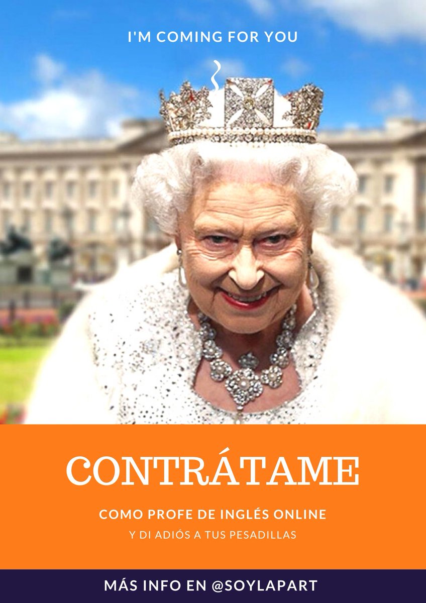 Seguro que conoces a alguien que siempre se queja de que no sabe hablar inglés: dile que yo estoy aquí para eso y que se lo va a pasar pipa conmigo.

Un RT no cuesta dinero y a mí me puede ayudar a sobrevivir en un mundo en el que el SEPE lleva cinco meses sin pagarme❤️💘