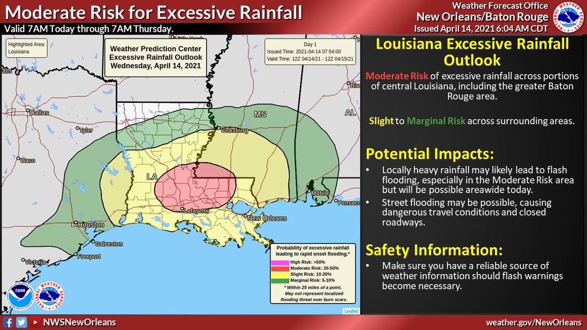 GOHSEP's tweet image. From our partners at the NWS. Please see these statewide graphics. Check your local forecast. Stay weather aware. Download the free @alertfm App to receive more emergency notifications. Find more preparedness info at GetAGamePlan.org