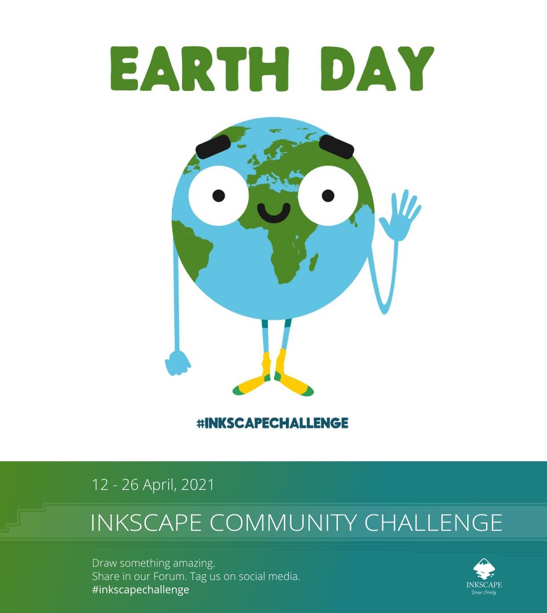 inkscape's tweet image. Have you heard about our Community Challenges yet? 

Our biweekly #inkscapechallenge is to learn &amp;amp; have fun while making art! Current topic: EARTH DAY (April 22)!

Share your work with us. No prizes, just fun! Deadline April 26

Info in forums: inkscape.org/forums/competi…