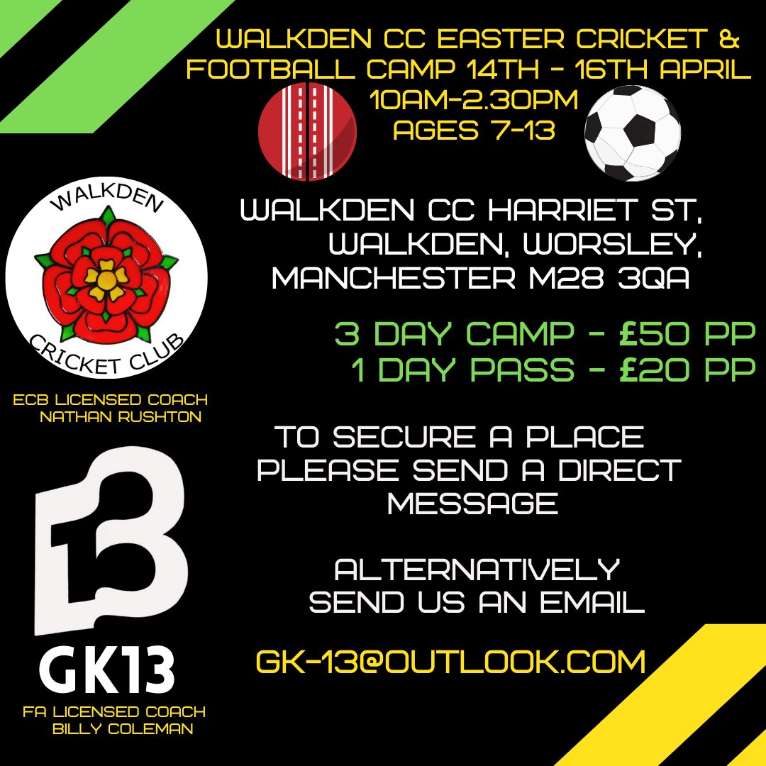 Our first camp is underway. 🏏⚽️

Still 2 days left you can still book on the camp. Please email Billy. <a href="/goalkeeping_13/">GK13</a>