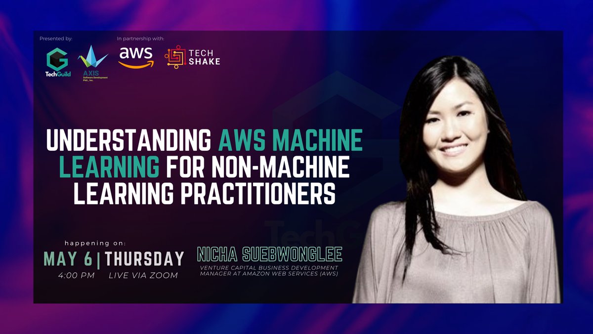 PWAPilipinas's tweet photo. Join us this May 6 at 4 PM as we discover how @awscloud machine learning helps drive business outcomes for non-machine learning practitioners with Ms. Nicha. https://t.co/0KQLlnLCZj #TechGuild #ITCommunity #TechUpdates #TechCommunity #AWS #machinelearning @TechShakeAsia https://t.co/RfwbOegQ2O