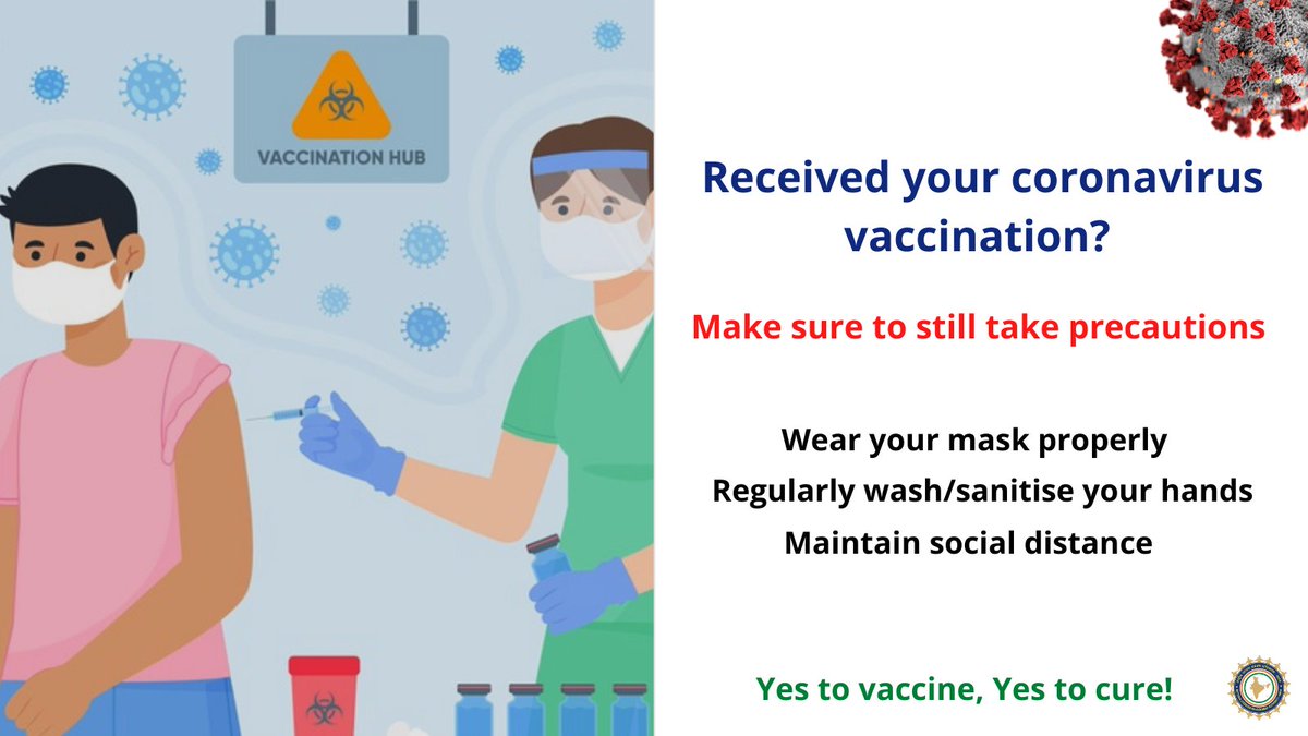 sanjeevaninews's tweet photo. #COVID19  Received your #coronavirus vaccination? 
Make sure to still take precautions 
 Wear your #mask properly 
 Regularly wash/sanitise your hands 
 Maintain social distance
#Unite2FightCorona #LargestVaccineDrive #TeekaUtsav
#We4Vaccine https://t.co/ahb18rbhJt