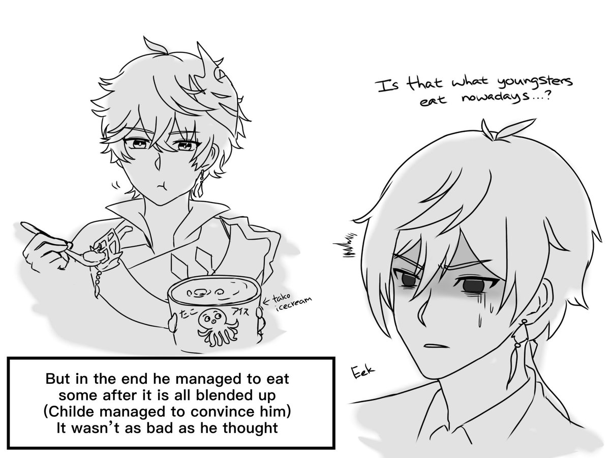 Tartali & tako icecream 🐙 🍦
This took longer than I expected lol
I just wanted to draw Zhongli sensei's disgusted face https://t.co/5jRKEFeZKQ