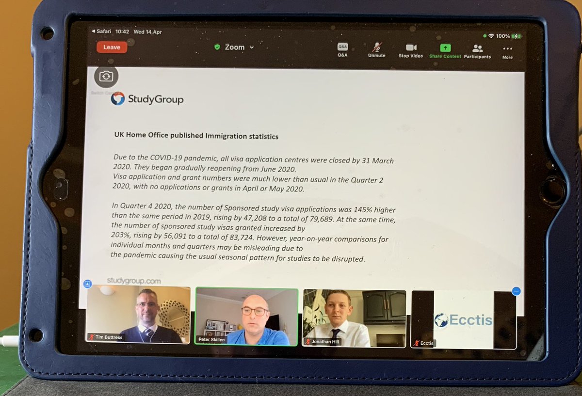 Really enjoyed @ecctis and @fragomen #Immigration webinar with the excellent @Peteskill and Jonathan Hill - information about the latest stats and the #GraduateRoute - recording is available here participant.co.uk/ecctis/event/r…