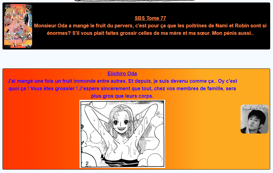 GojiYoutube's tweet photo. *vouloir rencontrer Oda pour lui poser des questions sur les plus grands mystères de One Piece*

Les questions des fans dans les SBS : https://t.co/NPFgOS7xdX