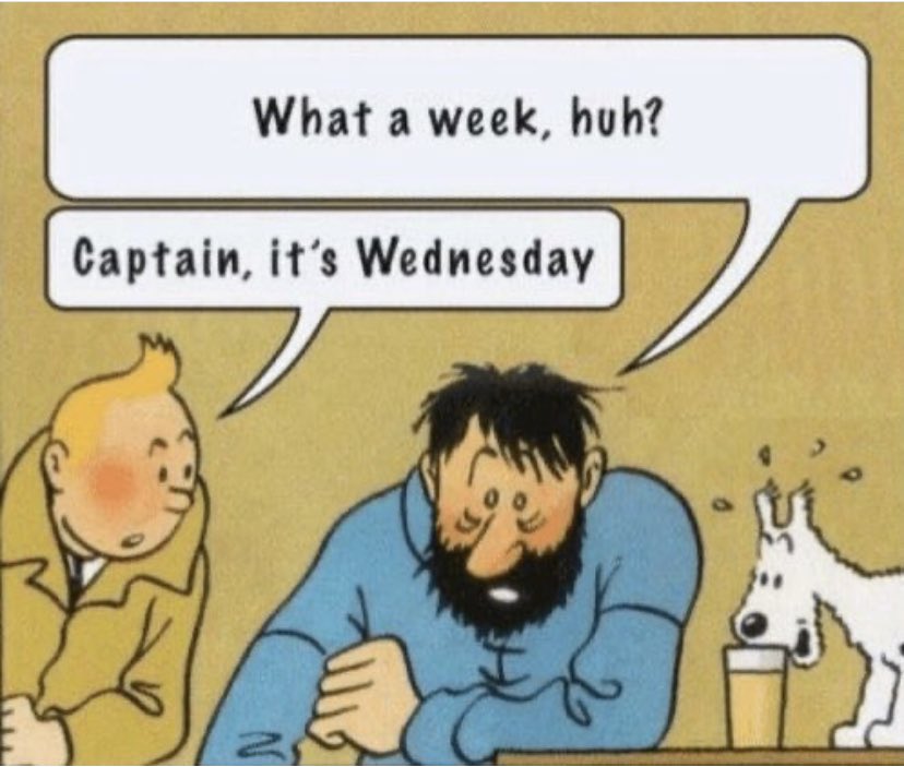 Hang in there everyone! 
(For me the best part of this image is Milou by the alcohol - one of my favourite recurrent jokes from Tintin)
