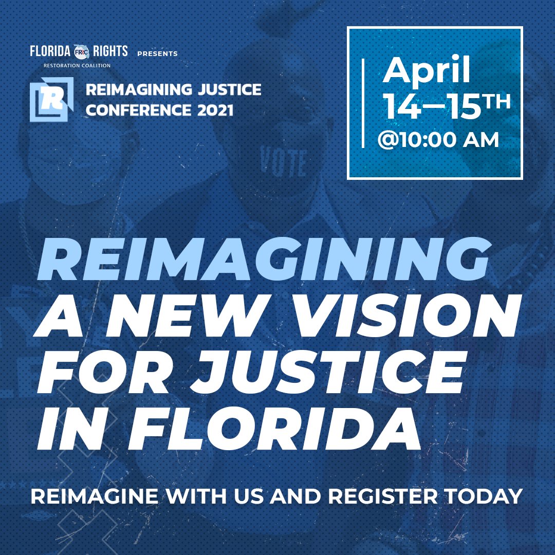 FinesandFeesJC's tweet image. Florida: Join us for @FLRightsRestore&apos;s #ReimagineJustice Conference today &amp;amp; tomorrow. 

FFJC&apos;s FL Director @anydayisnow will discuss the intersections of re-entry, record clearing, and fines &amp;amp; fees reform at 11:55am Thursday.

Registration is free: eventbrite.com/e/reimagining-…