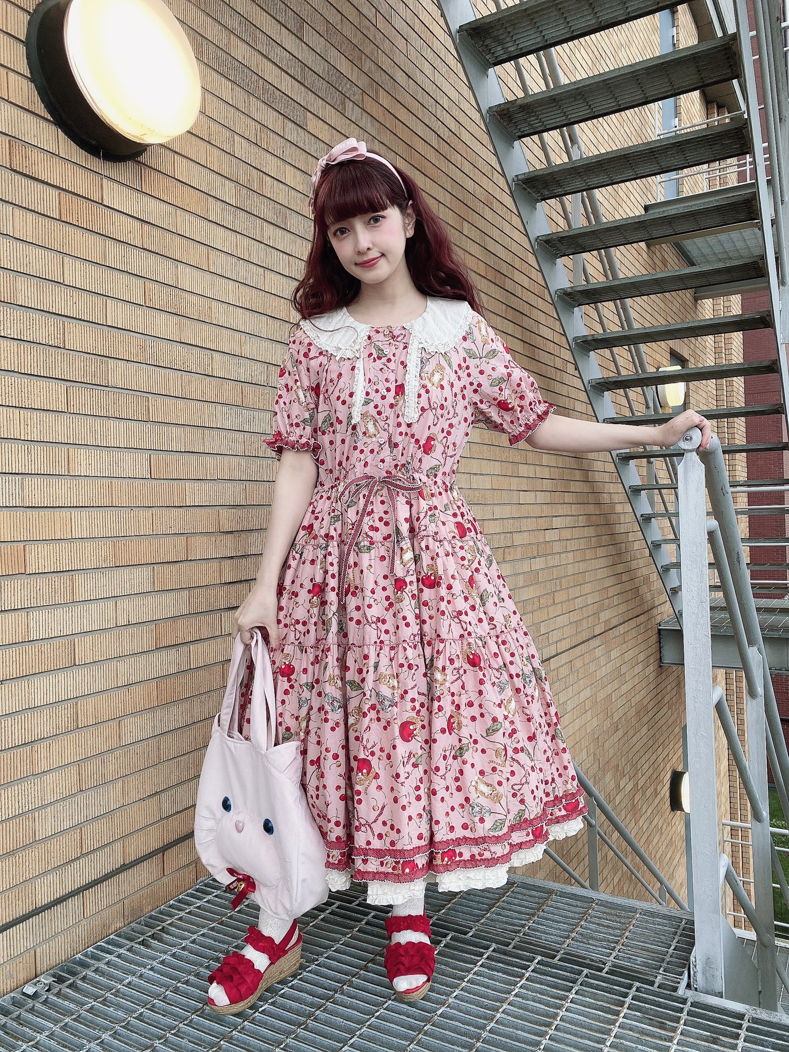 PINK HOUSE×青木美沙子 ギンガムチェックセーラーワンピ赤