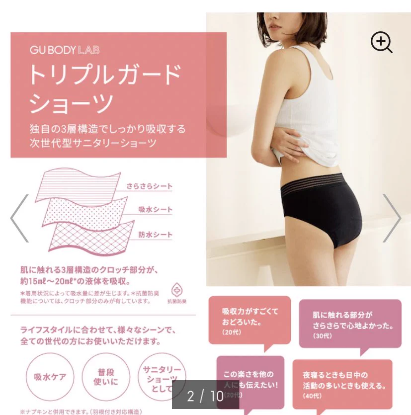 GUのトリプルガードショーツ(吸水型生理用ショーツ)実力はすごいが値段は安い！