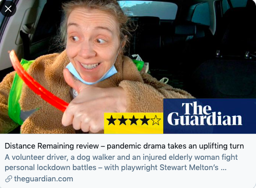 _HMProductions's tweet photo. The reviews from press night are starting to arrive for #DistanceRemaining! A glowing ★★★★ from @MarkFFisher @TheGardianNews
“Superb performances”
".... a Covid play offering the possibility of hope".
Read the full article here: https://t.co/ZOziZdFx9O https://t.co/1y0E7BL4QA