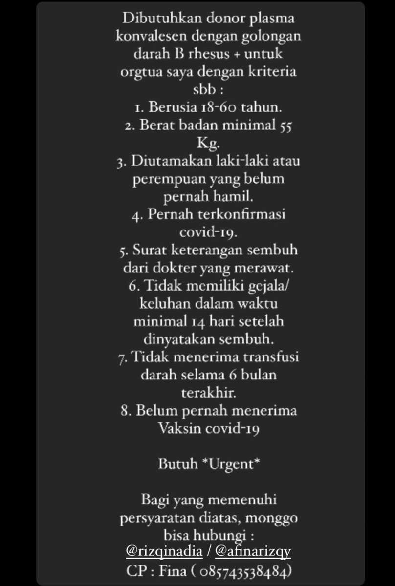 Mohon bantuan nya untuk wilayah Magelang &amp; sekitar nya 🙏🏻 #COVID19 #PlasmaKonvalesen #Donor