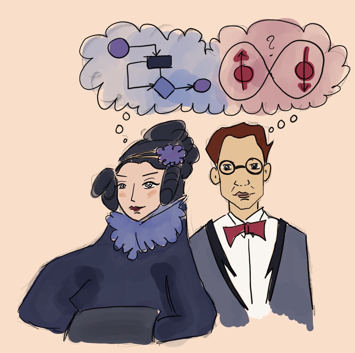 Ada Lovelace and Erwin Schrödinger are happy to see how far we’ve come. #WorldQuantumDay #SciArt #quantum