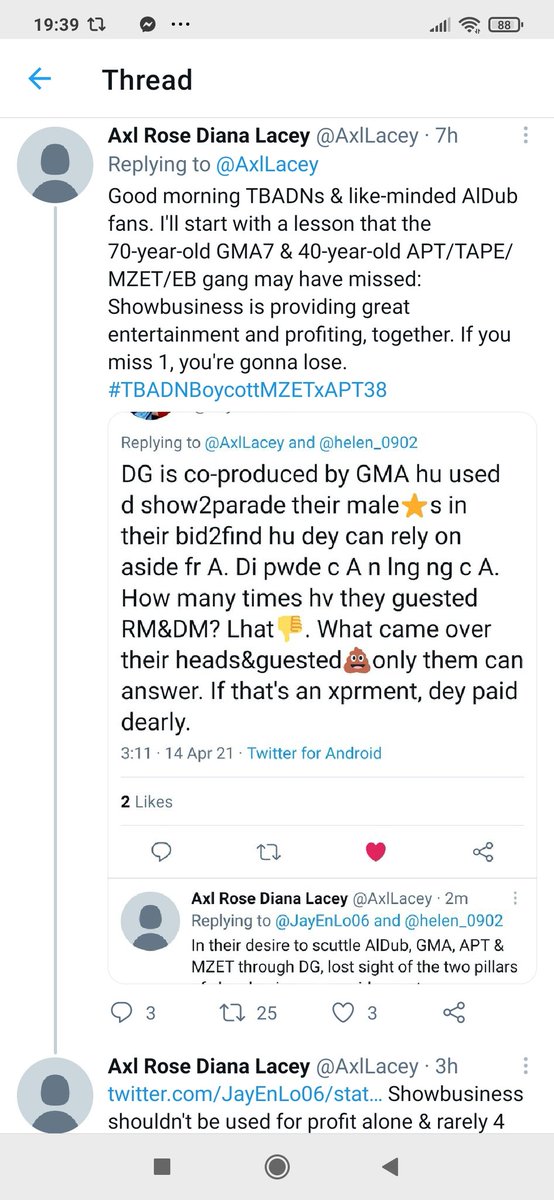 W/ their own talent management agency, Alden & Maine can still sign project contracts w/ GMA or other NWs & great film outfits, w/ exclusivity clauses based on project periods. Example, they can work w/ the Antonio Luna producer  #TBADNBoycottMZETxAPT38  https://twitter.com/AxlLacey/status/1381988176659537922?s=03