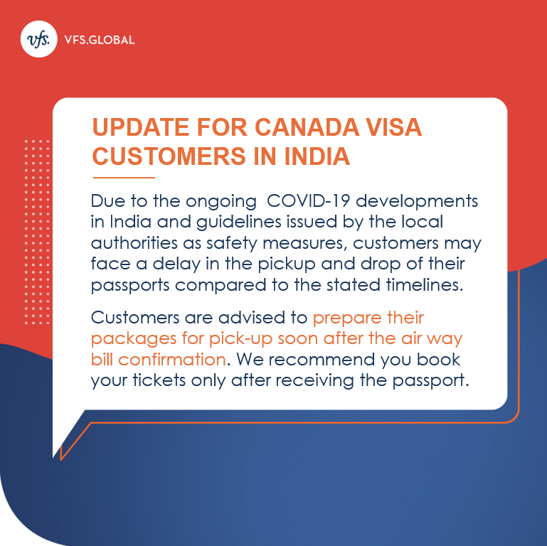 VFSGlobal's tweet photo. We have an important update for our Canada visa customers in India on the pick-up and drop of their passports. https://t.co/vgWVvm1ExW
