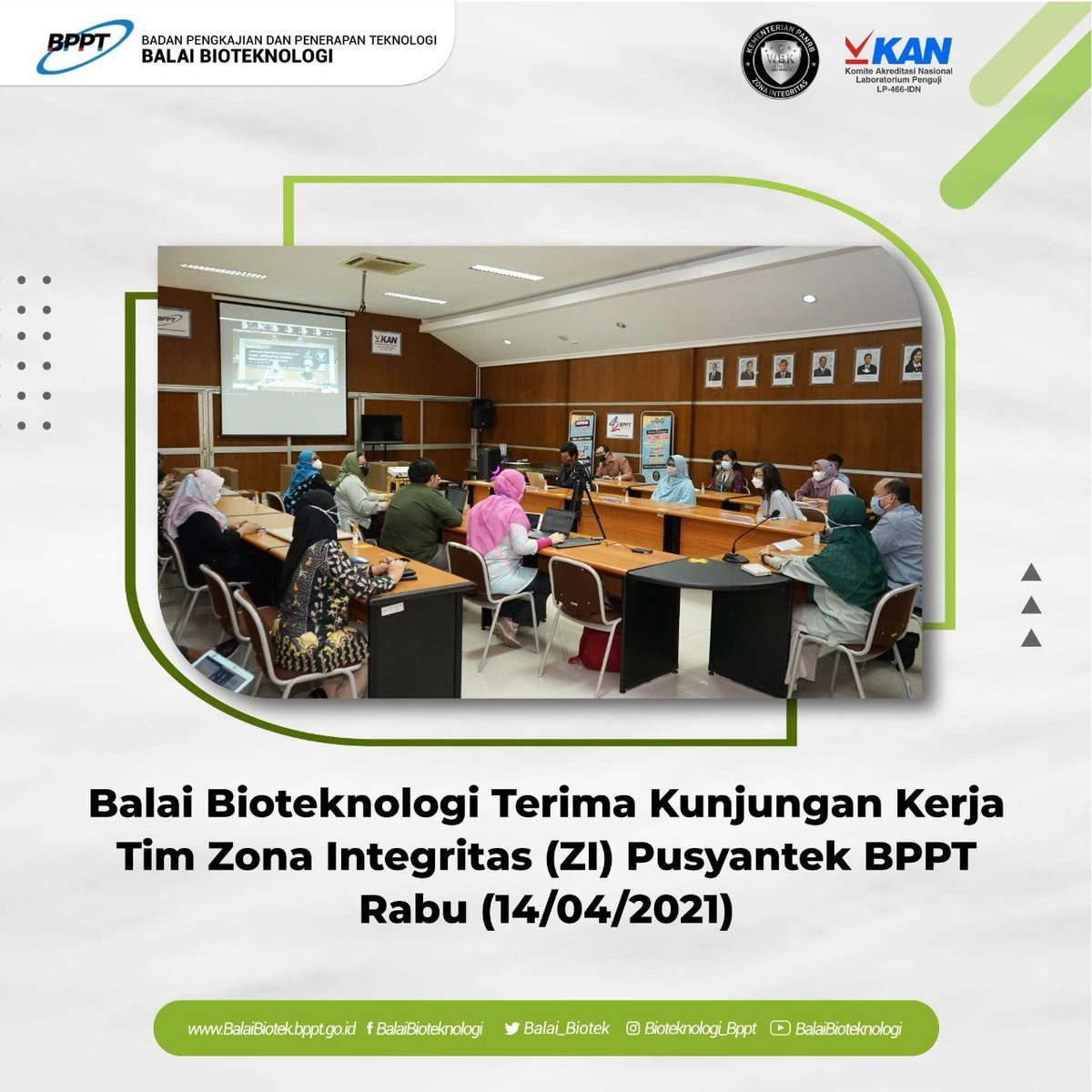 balai_biotek's tweet image. Balai Bioteknologi BPPT terima Kunjungan Kerja Tim Zona Integritas (ZI) Pusat Pelayanan Teknologi (@PusyantekBPPT), Rabu (14/04/2021). 

#BPPTSolidSmartSpeed
#BalaiBioteknologiBPPT
#BiotekTajukin
#AOCBiotek
#BiotekWBBM