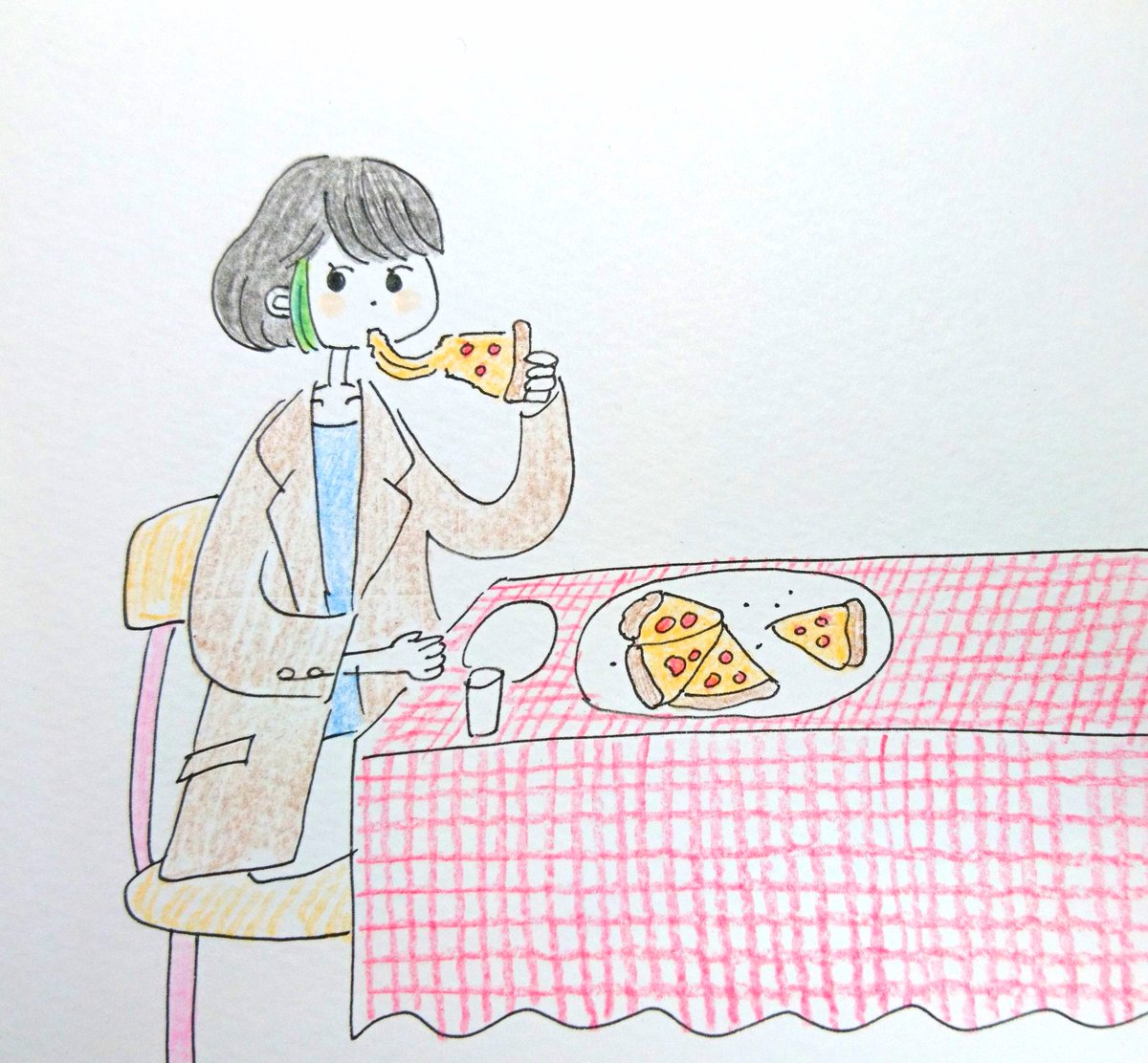 まいにち イラスト 絵 手書きイラスト 色鉛筆 ピザ まいにち イラスト 絵 手書きイラスト 色鉛筆 ピザ