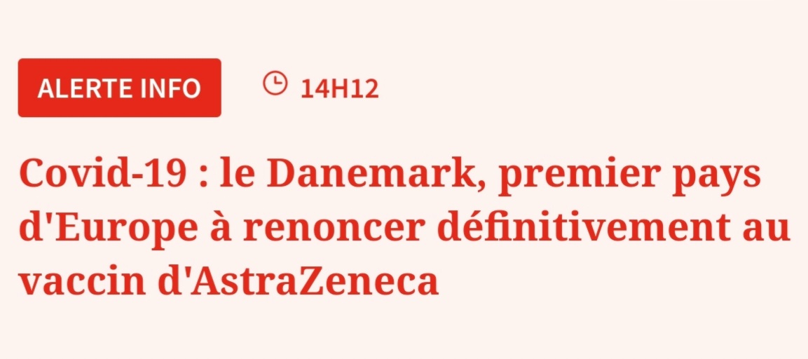 💉⛔ LE DANEMARK EST LE 1er PAYS AU MONDE À INTERDIRE DÉFINITIVEMENT UN VACCIN ANTI-COVID
Laissons aux garde-chiourmes de la pensée la honte de traiter de "complotistes" le gvt et les autorités sanitaires🇩🇰
⚠️ L'UPR redemande pour la 5e fois que le gvt 🇫🇷 suspende #AstraZenaca !