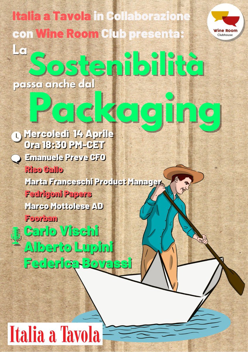 La #sostenibilità passa anche dal #packaging.
Ne parliamo alle 1830 con:
Marta Franceschi di <a href="/FedrigoniPapers/">Fedrigoni</a> 
Emanuele Preve Di <a href="/RisoGalloIT/">Riso Gallo</a> 
Marco Mottolese di <a href="/Foorban/">Foorban</a> 

Con <a href="/ItaliaaTavola/">Italia a Tavola</a> 
#agroalimentare #sostenibilita
Qui il link per partecipare:
lnkd.in/efPPwY3