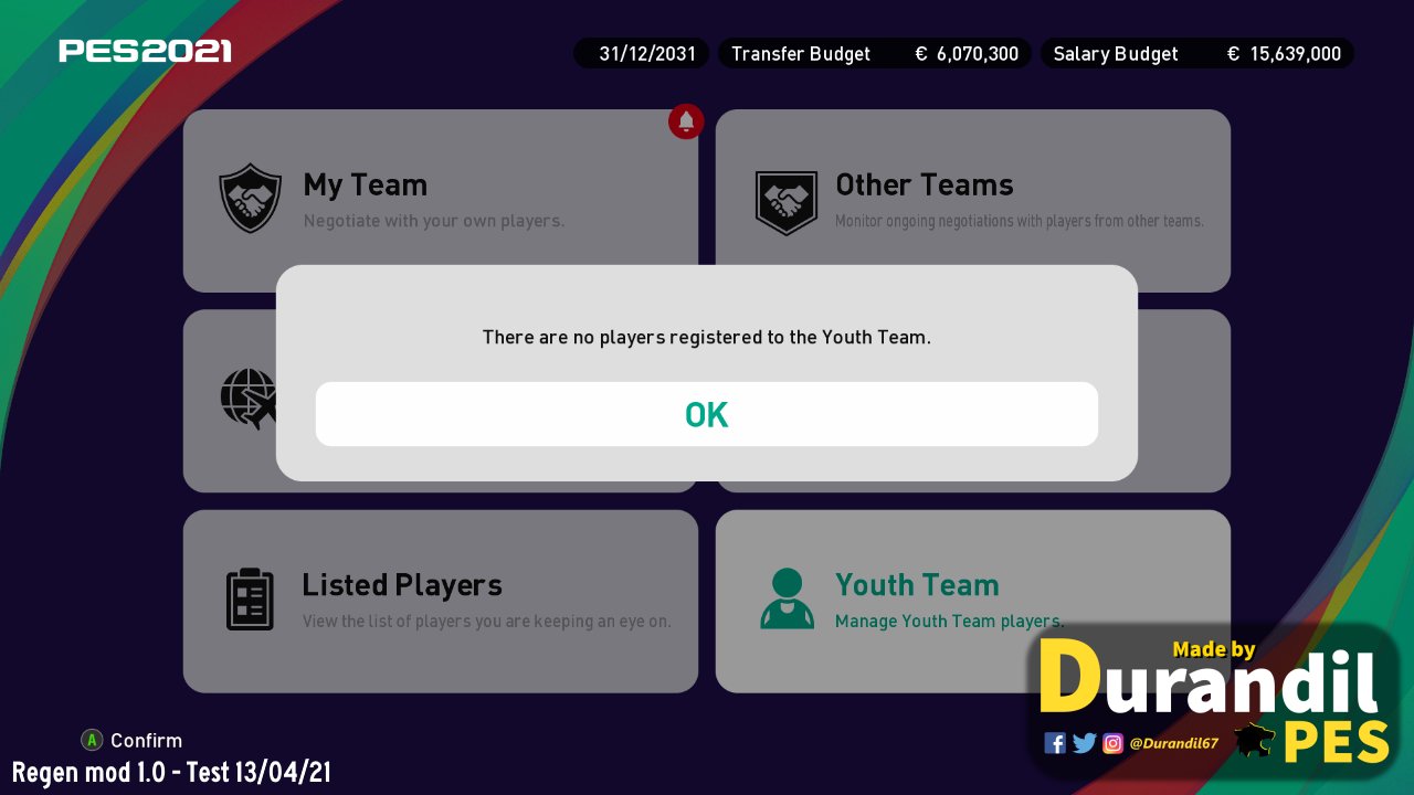 Durandil PES On X: "[Mods] ✓ NO REGEN MOD 1.0 For Master League.